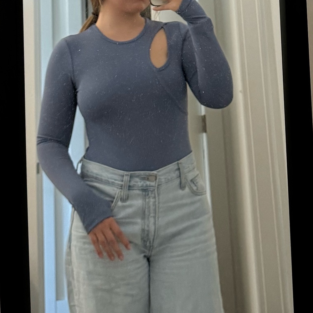 Like New blue cutout bodysuit